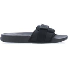 Fitflop Women Slides Fitflop Womenss iQushion Adjustable Pool Slide Sandals in Black Rubber