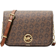 Michael Kors Handbags Michael Kors Delancey Medium Empire Signature Logo Messenger Bag - Brown/Luggage