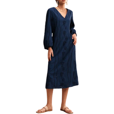 Shein Anewsta Hollow Out Embroidery Blue Loose A-Line Simple Vacation Dress