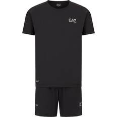 Emporio Armani Black Jumpsuits & Overalls Emporio Armani Dynamic Athlete T-shirt And Shorts Set - Black