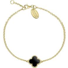 C W Sellors Bloom Four Leaf Clover Ball Edge Chain Bracelet - Gold/Black