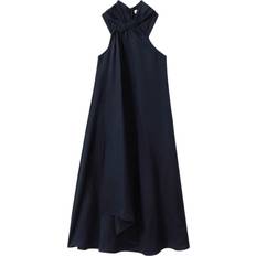 Linen Dresses Reiss Cosette Blend Draped Midi Dress - Navy