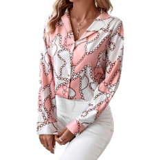 L Shirts Shein Clasi Ladies' Chain Print Long Sleeve Shirt