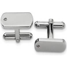 Chisel SRC134 Stainless Steel Diamond Accent Cuff Links Silver