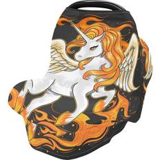 Vnurnrn White Unicorn Fire Horse Stretchy Baby Car Seat Cover