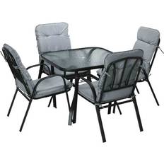 OutSunny 84G-126V00BK Patio Dining Set, 1 Table incl. 4 Chairs