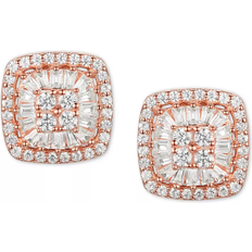 Macy's Baguette Square Stud Earrings - Rose Gold/Diamonds