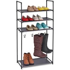 Relaxdays 4 Levels Black Shoe Rack 60x119cm