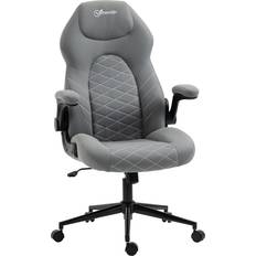 Polyester Chairs Vinsetto Comfy Computer Chair with Adjustable Arms Light Grey Office Chair 122cm