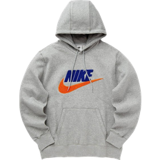 Nike Men's Club Fleece Pullover Hoodie - Dark Grey Heather/Light Smoke Grey/Safety Orange