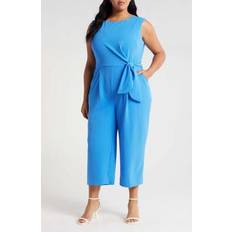 Tahari Plus Scuba-Crepe Cropped Tie-Waist Jumpsuit Summer Sky 16W