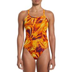 Orange Swimsuits Nike Women's Solar Racerback One-Piece Swimsuit, 34, Team Orange