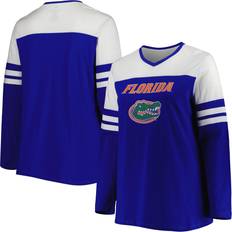 Profile Women's Royal Florida Gators Plus Long Sleeve Stripe V-Neck T-Shirt