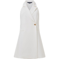 Short Dresses - Solid Colours - Viscose French Connection Whisper Halter Blazer Mini Dress - Summer White