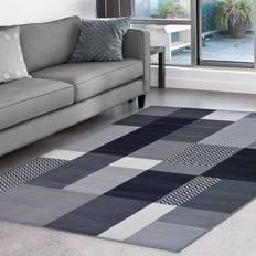 The Rug Wholesaler Monochrome Patchwork Living Room Grey 160x230cm