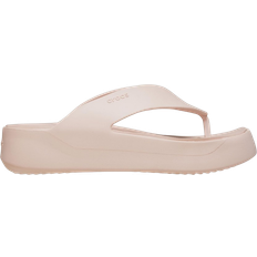 Beige - Women Flip-Flops Crocs Getaway Platform Flip - Quartz