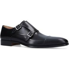 Magnanni Burnished Double Monk Shoes black