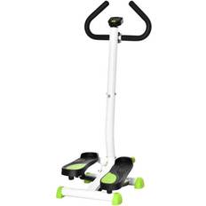 Homcom Adjustable Stepper Aerobic Ab Exercise Fitness Workout Machine with LCD Screen & Handlebars, White