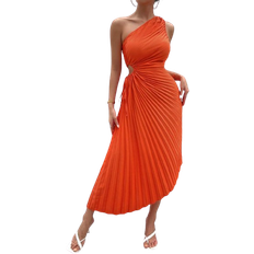 L - Midi Dresses - Solid Colours Shein Privé Spring Break One Shoulder Cut Out Waist Pleated Asymmetrical Hem Prom Dress