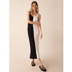 Ro&Zo Knitted Colour Block Maxi Dress, Black/Cream