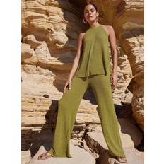 Ro&Zo Sparkle Wide Leg Trousers, Green