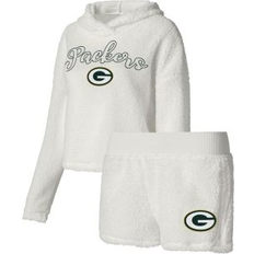 White Pyjamas Concepts Sport Women's White Green Bay Packers Fluffy Pullover and Sleep Set White