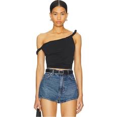 Good American Women's Sandwashed Jersey Twist Top Black, by Khloé Kardashian