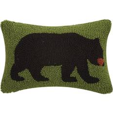 Peking Handicraft Bear In The Woods Hooked Complete Decoration Pillows Green, Black, Red (30.5x20.3cm)