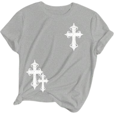 Shein Slayr Women's Cross Printed Short Sleeve T-Shirt