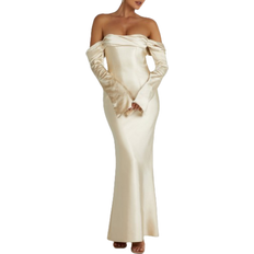 L - Long Dresses Giselle Off Shoulder Cowl Neck Maxi Dress - Gold