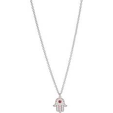 Rivka Friedman White Rhodium Rubelite Cubic Zirconia Hamsa Pendant White