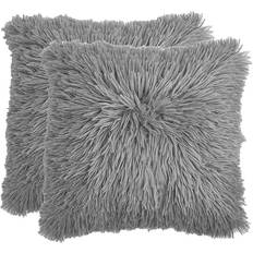 Sienna Faux Mongolian Fur Pack Cushion Cover Silver (45x45cm)