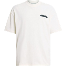 AllSaints Redact Oversized Embroidered Logo T-shirt - Ashen White