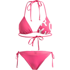 Pink - Women Swimwear Roxy Beach Classics Tie Side Triangle Bikini Set - Shocking Pink