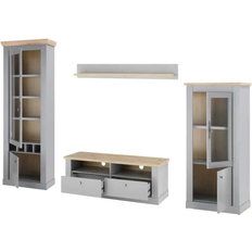 Doors Glass Cabinets Claira Wall Unit Grey/Oak Glass Cabinet 71x201cm 4pcs