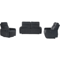 Furniture Maxi Elvie Manual Recliner Grey Sofa 188cm 3pcs 1 Seater, 2 Seater, 3 Seater