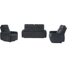 Recliner Sofas Furniture Maxi Elvie Manual Recliner Grey Sofa 188cm 3pcs 3 Seater, 1 Seater, 2 Seater