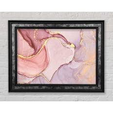 Canora Grey Oil Paint Pink And Gold Print Silver/Black Framed Art 42x29.7cm