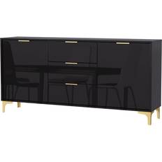 Creative Furniture Luxury Modern Black High Gloss/Gold Sideboard 140x80cm