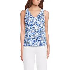 Lands' End Tank Tops Lands' End Petite Printed Button Down V-Neck Tank Top