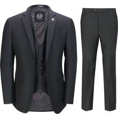 Luxe Retro Tailored Fit Jacket Suit 3-Piece - Black