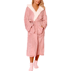 Unisex Robes Sienna Flannel Hooded Bathrobe - Blush Pink