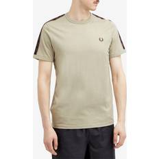 Fred Perry Beige T-shirts Fred Perry Men's Contrast Tape Ringer T-Shirt Warm Grey/Brick