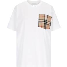 Burberry Men T-shirts Burberry Check Pocket Cotton T-shirt White