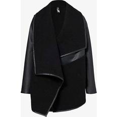 Spanx Outerwear Spanx Womens Very Black Shawl-collar Relaxed-fit Faux-leather Jacket