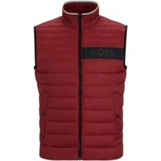 Hugo Boss Red Vests Hugo Boss Men's Water-Repellent Padded Gilet Vest Dark Red 42R