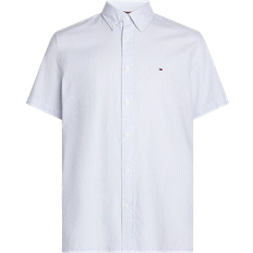 Tommy Hilfiger Flex Poplin Regular Short Sleeve Shirt - Cloudy Blue/Optic White