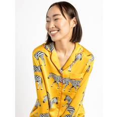 Women - Yellow Pyjamas Chelsea Peers Zebra Long Shirt Satin Pyjama Set