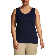 Lands' End Women Tank Tops Lands' End Plus Cotton Tank Top Radiant navy 2X