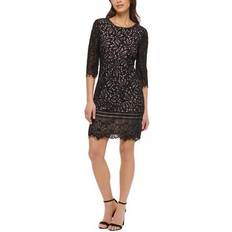 Kensie Lace Sheath Dress Black/nude